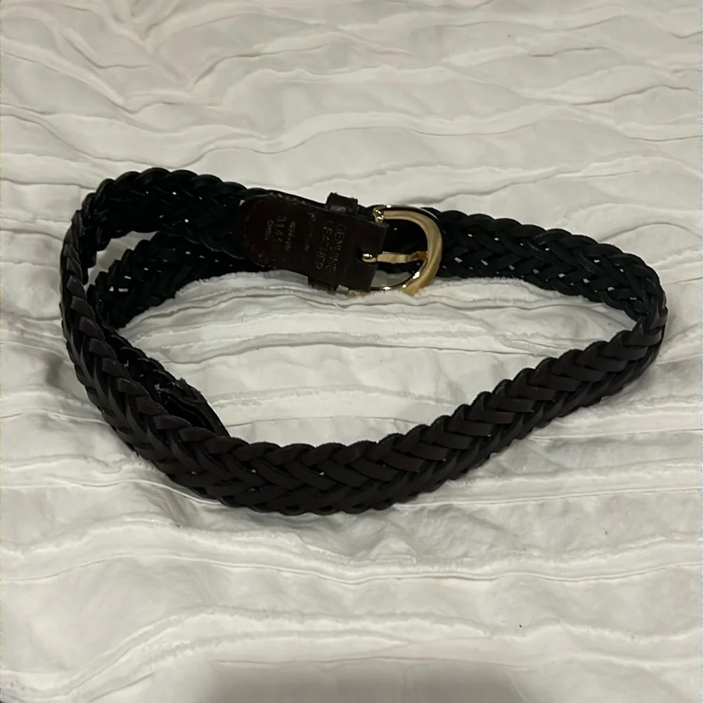 Boys dark brown leather braided belt